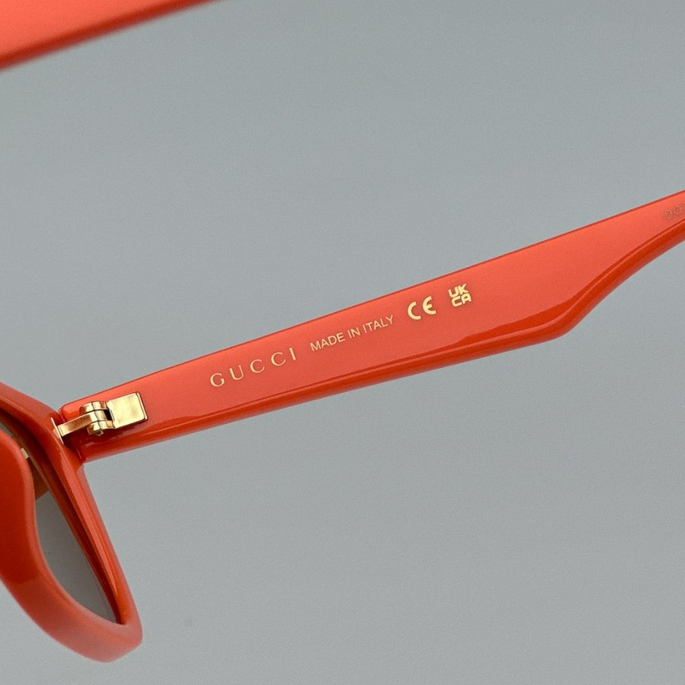 Gucci GG1539S 004 BRAND NEW Sunglasses Orange Brown Unisex Rectangle - Picture 10 of 12